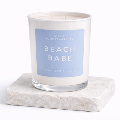 Beach Babe soy wax candle pistachio and vanilla scent perfume